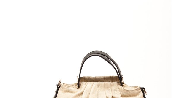 Dámska béžová kožená kabelka s hnedými detailmi Renata Corsi