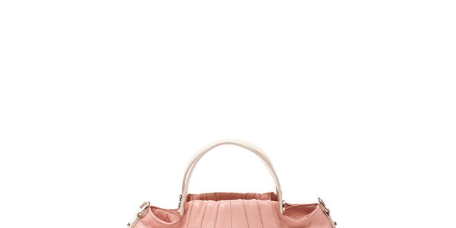 Dámska svetlo ružová kožená kabelka s béžovými detailmi Renata Corsi