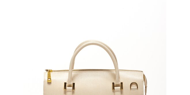 Dámska béžová kožená retro kabelka so zlatými detailmi Renata Corsi