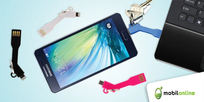Dátový a nabíjací USB kábel na kľúčenke