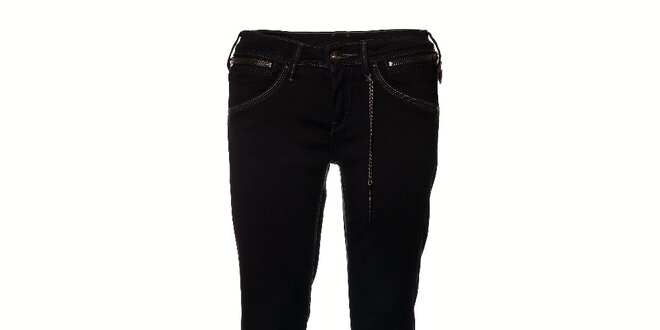 Dámske čierne elastické džíny Pepe Jeans so zipsom