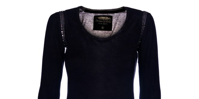 Dámsky čierny sveter Pepe Jeans s kovovou aplikáciou
