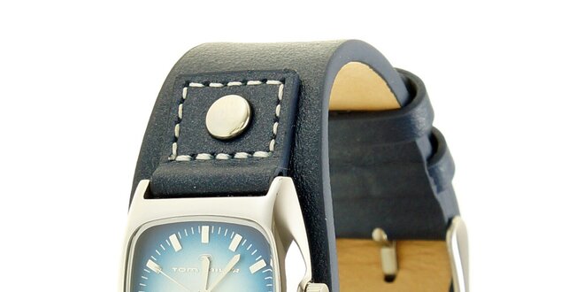Dámske nebesky modré analogové hodinky s koženým remienkom Tom Tailor