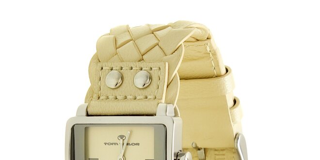Dámske krémové analogové hodinky s prepletaným remienkom Tom Tailor