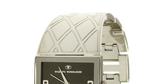 Dámske strieborné analogové hodinky so vzorovaným remienkom Tom Tailor