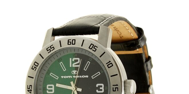 Ocelové analogové unisexové hodinky se zeleno-čiernym ciferníkom Tom Tailor