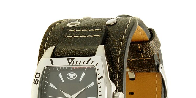 Hnedé náramkové retro hodinky s analogovým ciferníkom Tom Tailor
