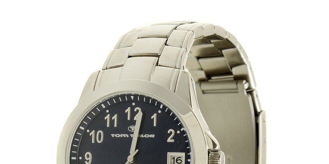 Strieborno-modré analogové hodinky Tom Tailor