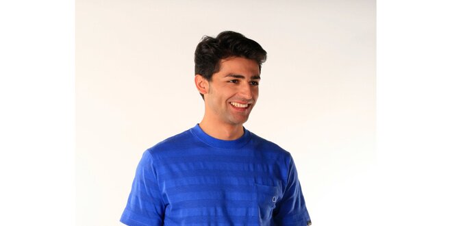 Pánske žiarivo modré prúžkované tričko Bestebat