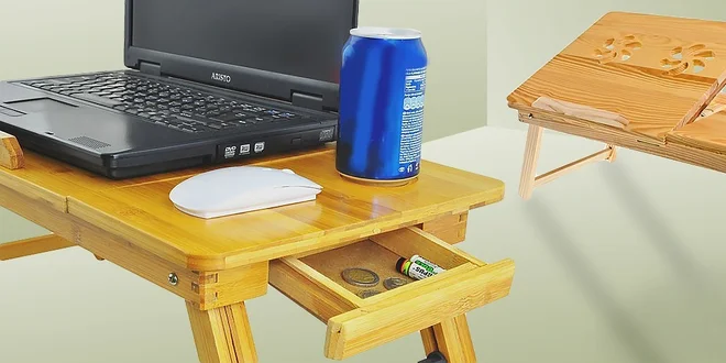 Stolík na notebook do postele z bambusového dreva