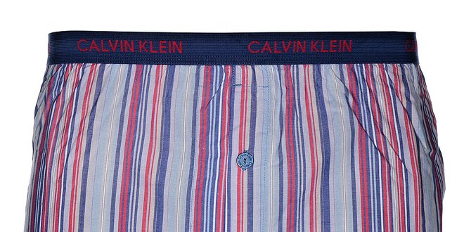 Pánske fialové slim fit trenky Calvin Klein s farebnými prúžkami