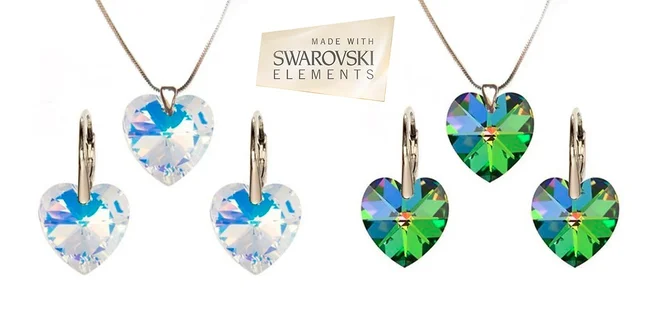 Set Swarovski v tvare srdca