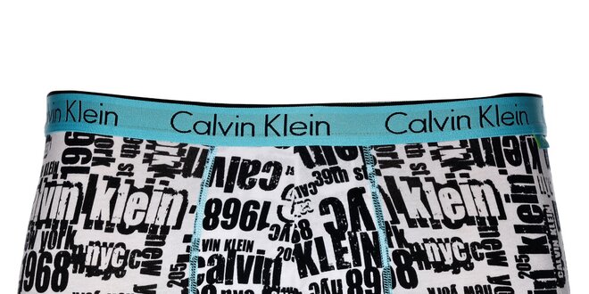 Pánske biele boxerky Calvin Klein s čiernou potlačou