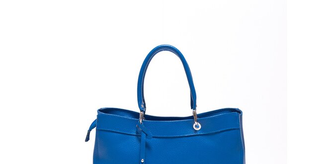 Dámska modrá kožená kabelka s visačkou Carla Ferrari