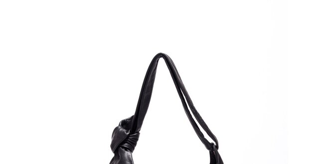Dámska čierna kožená kabelka s uzlom Carla Ferrari