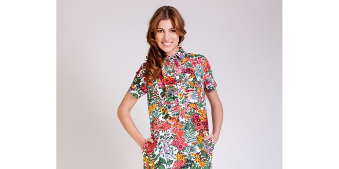 Dámske pestrofarebné šaty košeľového strihu s kvetinovým vzorom Tonala