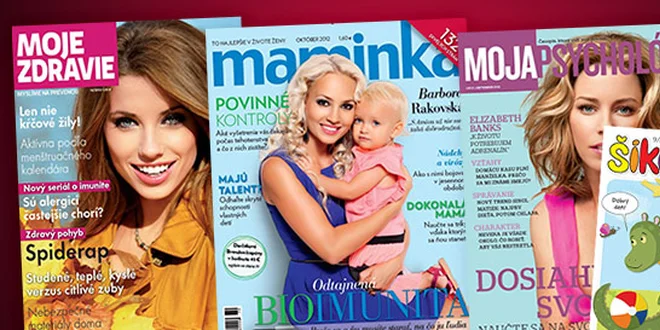 Ročné predplatné: Moja psychológia, Moje zdravie, Maminka alebo Šikovníček