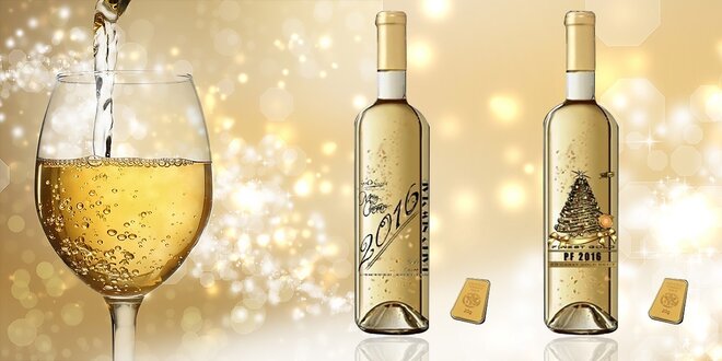 Vianočné Gold Cuvee Label - biele víno 23 karátmi