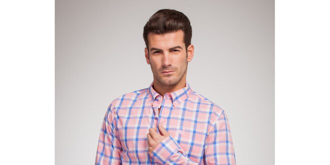 Pánska ružovo-modrá kockovaná košeľa Bendorff