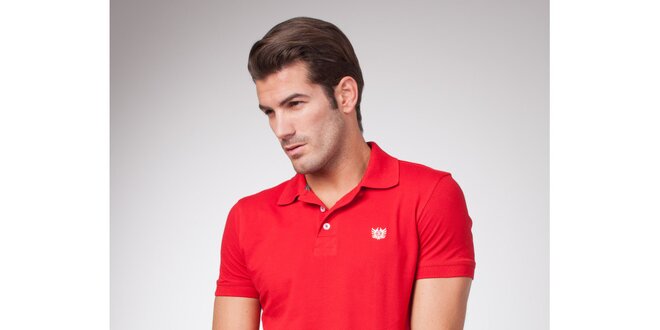 Pánske červené polo tričko s bielymi gombíkmi Bendorff