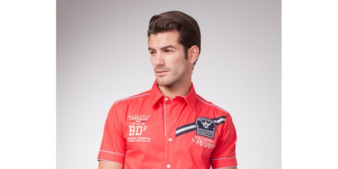 Pánska červená košeľa s krátkym rukávom a potlačou Bendorff