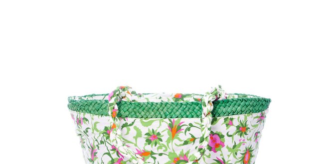 Dámsky zelený plážový košík s kvetinovým vzorom Rosalita McGee