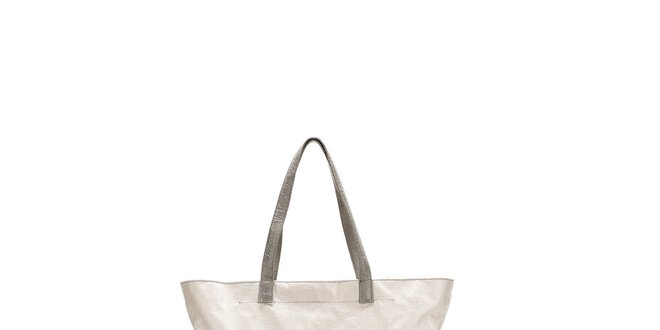 Dámska biela kabelka so šedými nápismi Abbacino