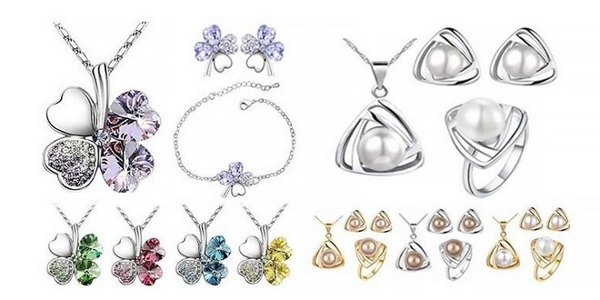 Krásny 3-dielny set šperkov Perla alebo Štvorlístok