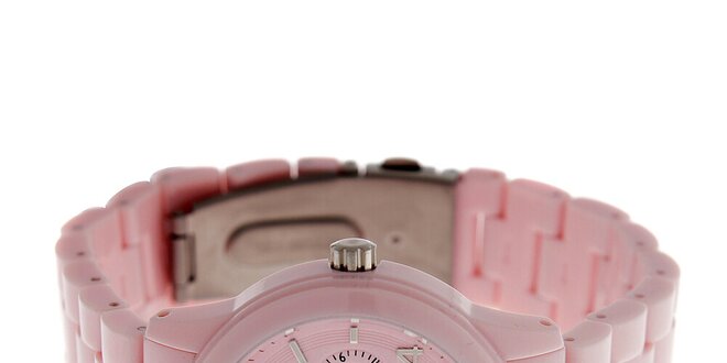 Dámske svtlo rúžové náramkové hodinky Guess