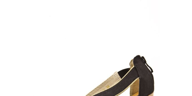 Dámske čierne remienkové sandálky s korkovým podpätkom Boaime