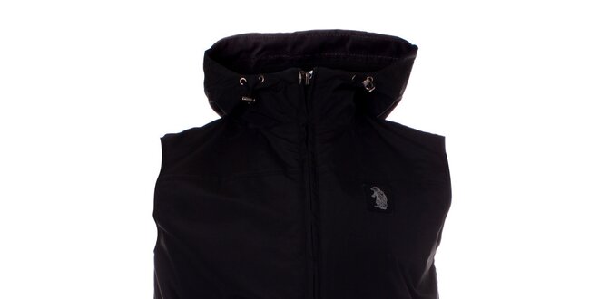 Pánska čierna vesta Refrigue s kapucňou