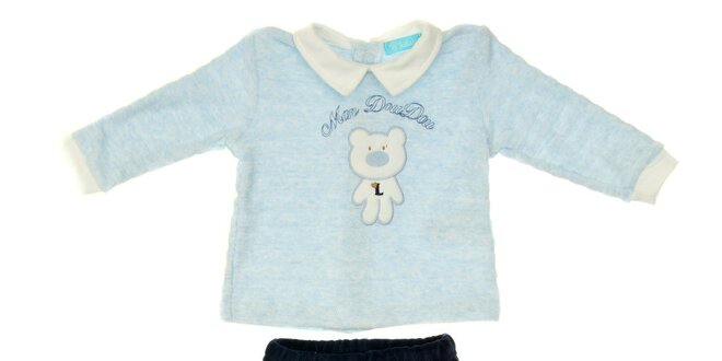 Detský komplet modrého trička s medvedíkom a nohavicami Lullaby
