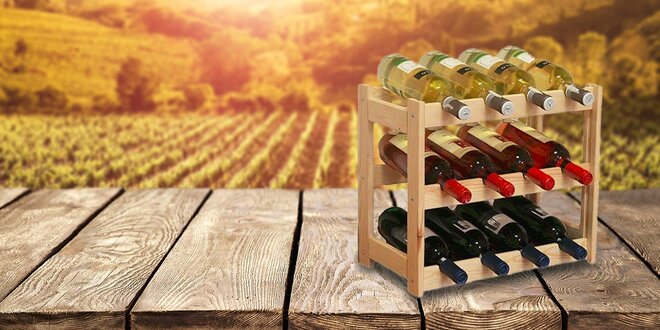 Elegantný drevený stojan na víno