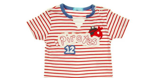 Detský červeno-biely set krátkych nohavíc a trička s pirátmi Lullaby