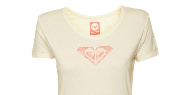 Dámske krémové tričko s potlačou srdca Roxy