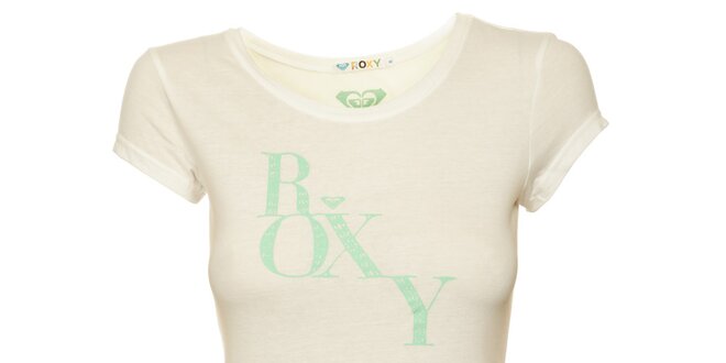 Dámske biele tričko s mätovou potlačou Roxy