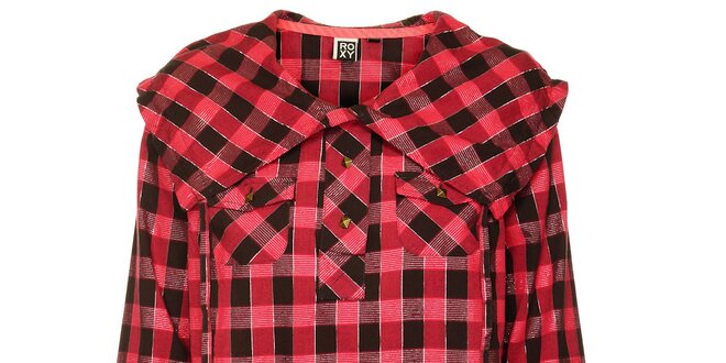 Dámska červeno-čierna kockovaná košeľa s výrazným límcom Roxy