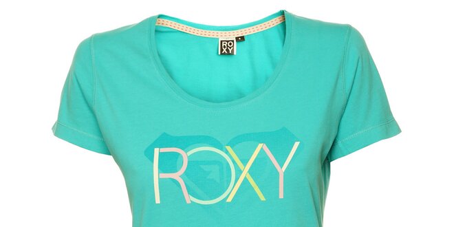 Dámske tyrkysové tričko s pastelovou potlačou Roxy