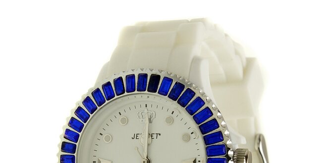 Dámske biele hodinky Jet Set s modrými kamienkami