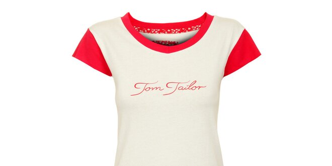 Dámska biela nočná košeľa Tom Tailor s červenými detailmi