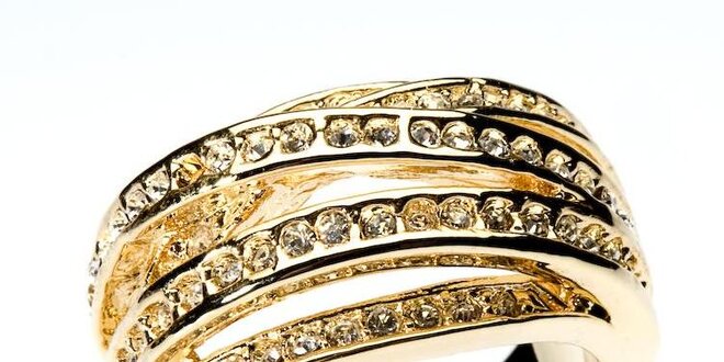 Dámsky zlatý prsteň Bague a Dames so zirkónmi