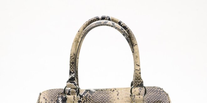 Dámska béžová kabelka s hadím vzorom a visačkou Princess Cult