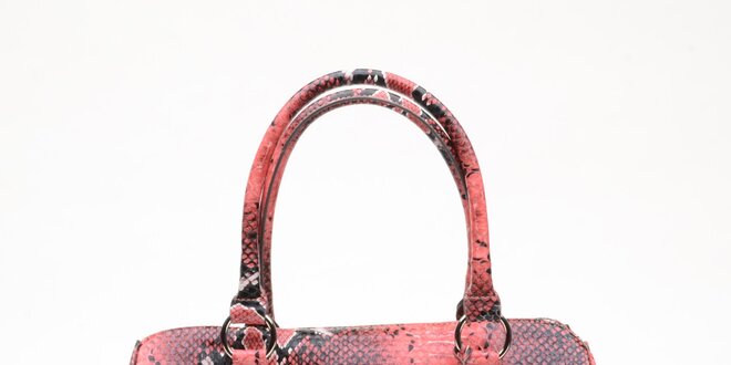 Dámska melónovo ružová kabelka s hadím vzorom a visačkou Princess Cult