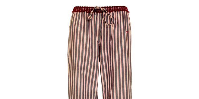 Dámske modro-ružové pyžamové nohavice Tom Tailor s prúžkovaným vzorom