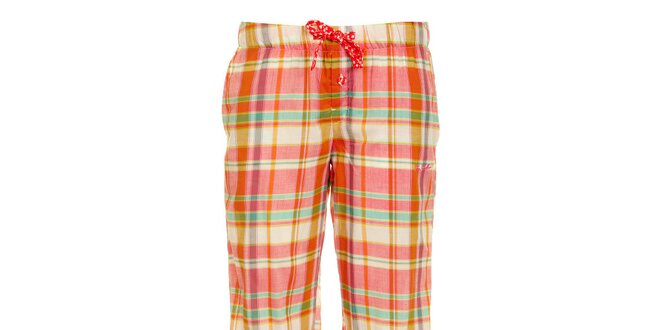 Dámske dlhé ružovo-zelené kockované pyžamové nohavice Tom Tailor