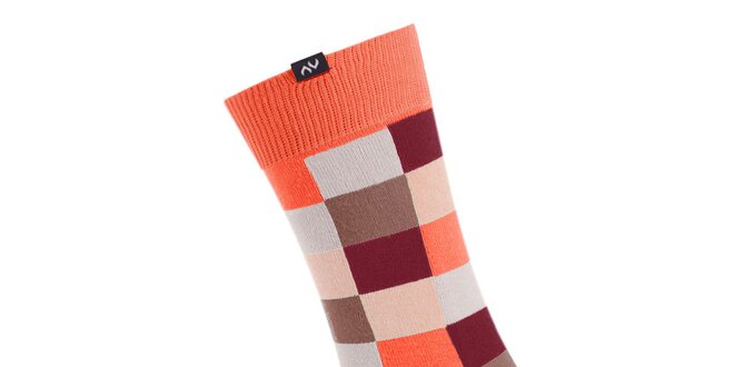 Dámske oranžovo-hnedé kockované ponožky Minga Berlin - 3 páry