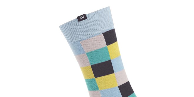 Dámske žlto-modré kockované ponožky Minga Berlin - 3 páry