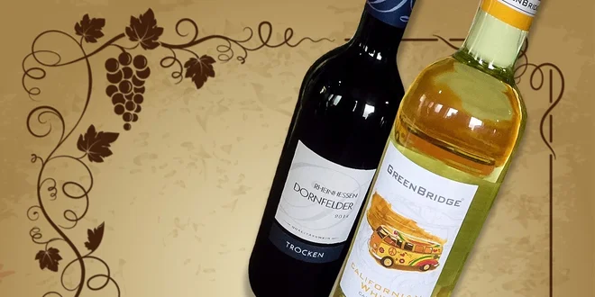 Kartón bieleho vína Californian white 2014 alebo kartón červeného vína Rheinhessen Dornfelder 2014