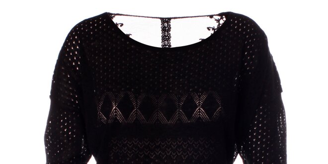 Dámsky čierny pletený sveter s dlhým rukávom Daphnea