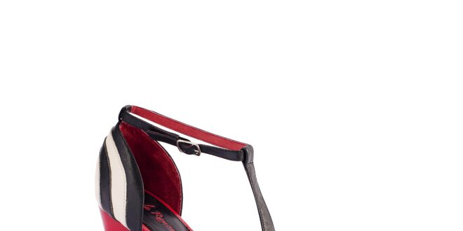 Dámske čierno-krémové sandálky Lola Ramona s červenými detailami